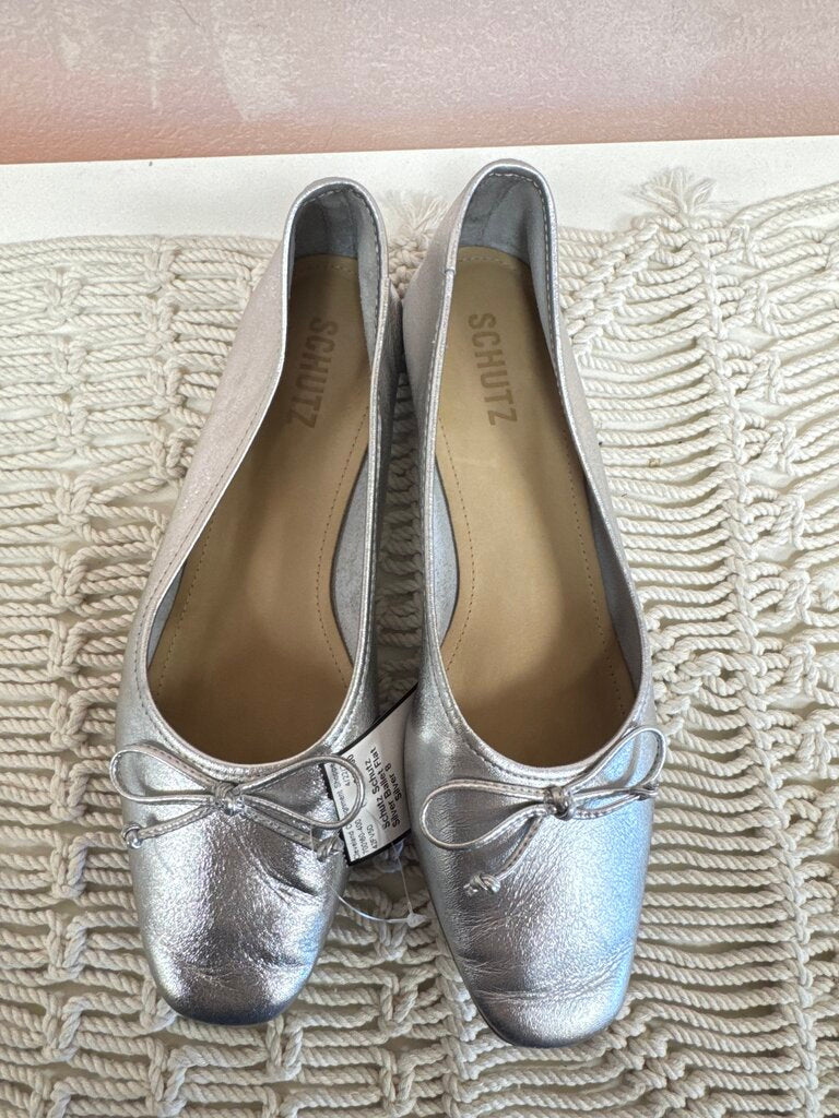 Schutz Silver Ballet Flat