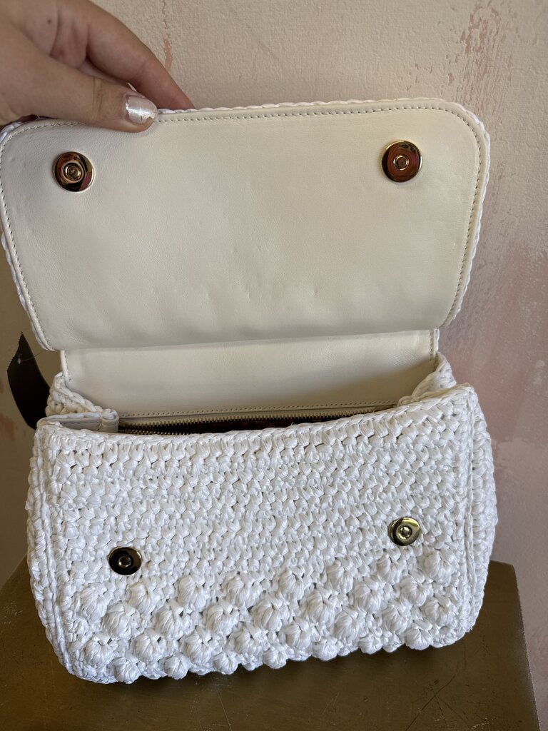 Dolce & Gabbana White Crochet Sicily Bag w/Dustbag