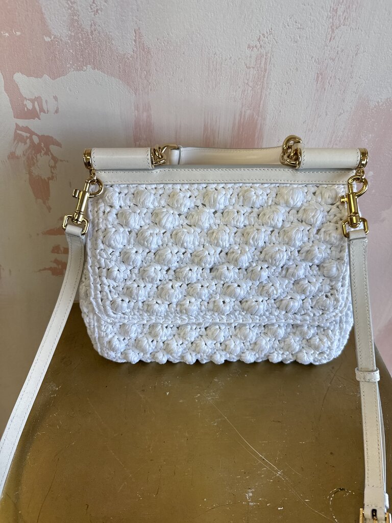 Dolce & Gabbana White Crochet Sicily Bag w/Dustbag