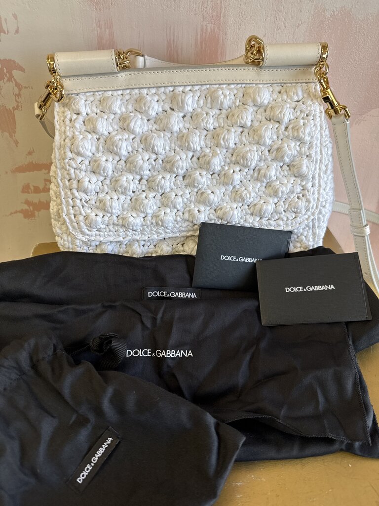 Dolce & Gabbana White Crochet Sicily Bag w/Dustbag