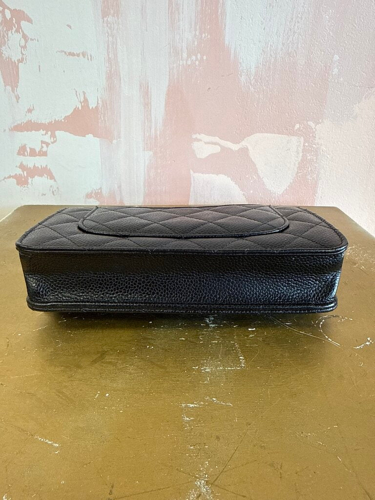 Chanel Black Caviar Classic Wallet on a Chain wi/Dustbag