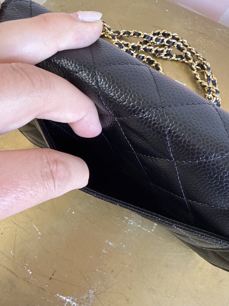 Chanel Black Caviar Classic Wallet on a Chain wi/Dustbag