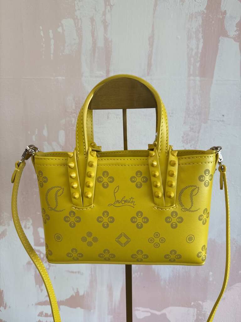 Louboutin Yellow Cabata Nano Perforated Logo Bag w/Dustbag