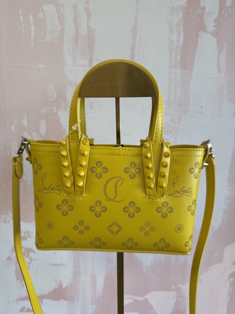 Louboutin Yellow Cabata Nano Perforated Logo Bag w/Dustbag