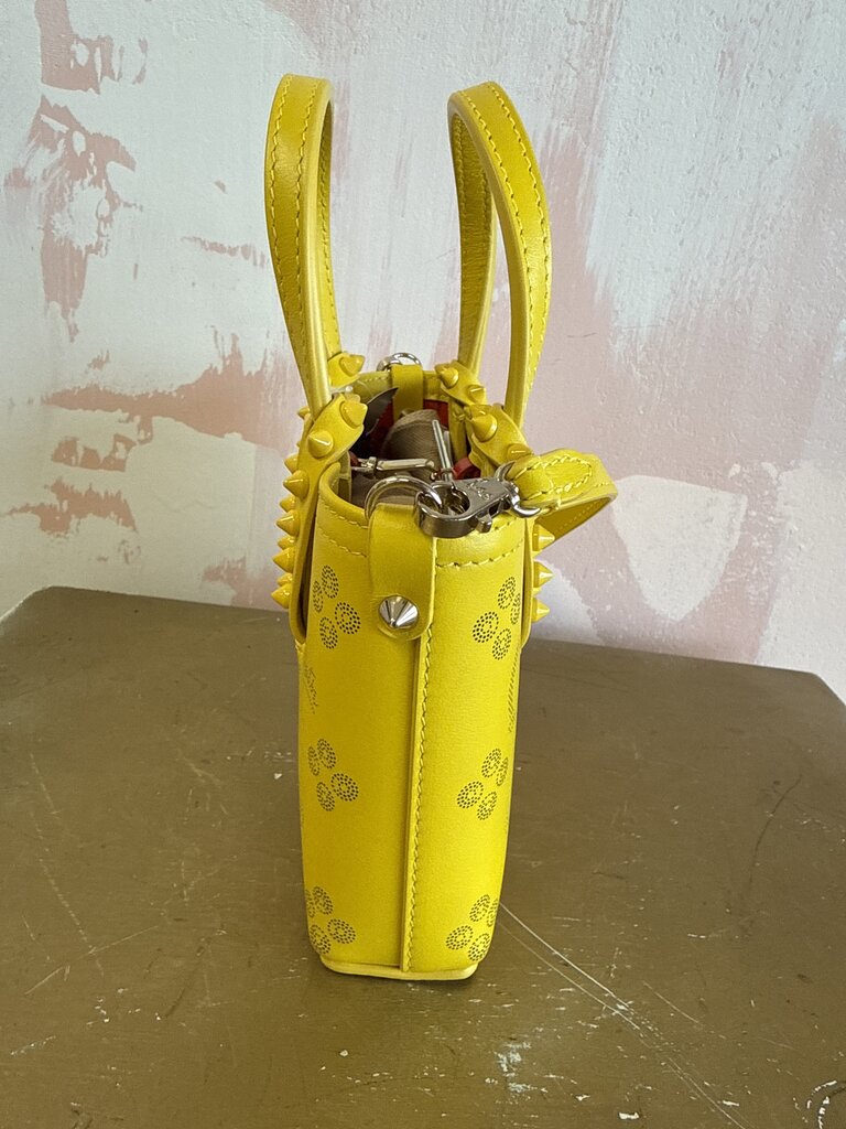 Louboutin Yellow Cabata Nano Perforated Logo Bag w/Dustbag