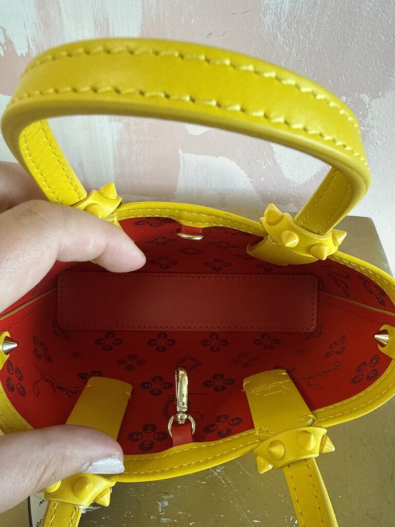 Louboutin Yellow Cabata Nano Perforated Logo Bag w/Dustbag