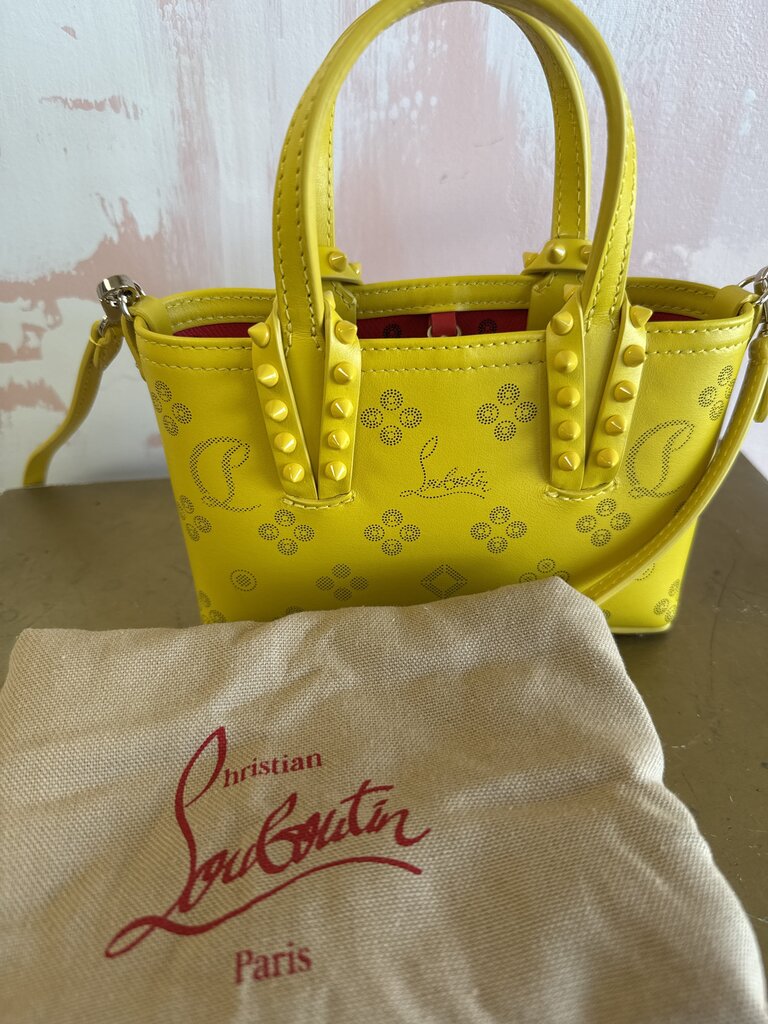 Louboutin Yellow Cabata Nano Perforated Logo Bag w/Dustbag