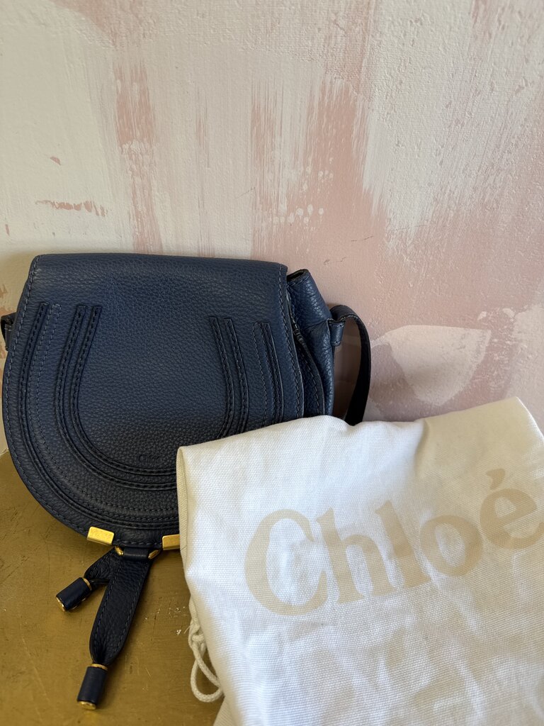 Chloe Blue Small Marcie Shoulder Bag