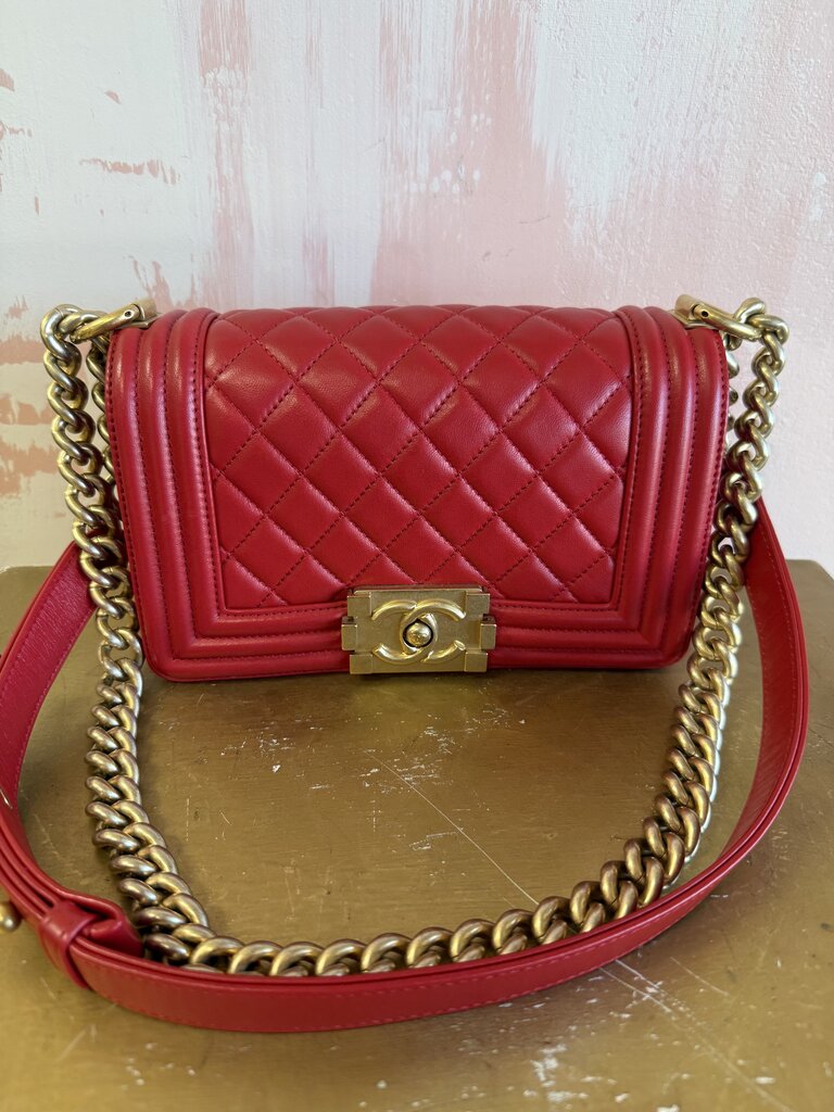 Chanel Lambskin Small Quilted Boy Bag W/ Dust Bag and Box (Originally $6900)