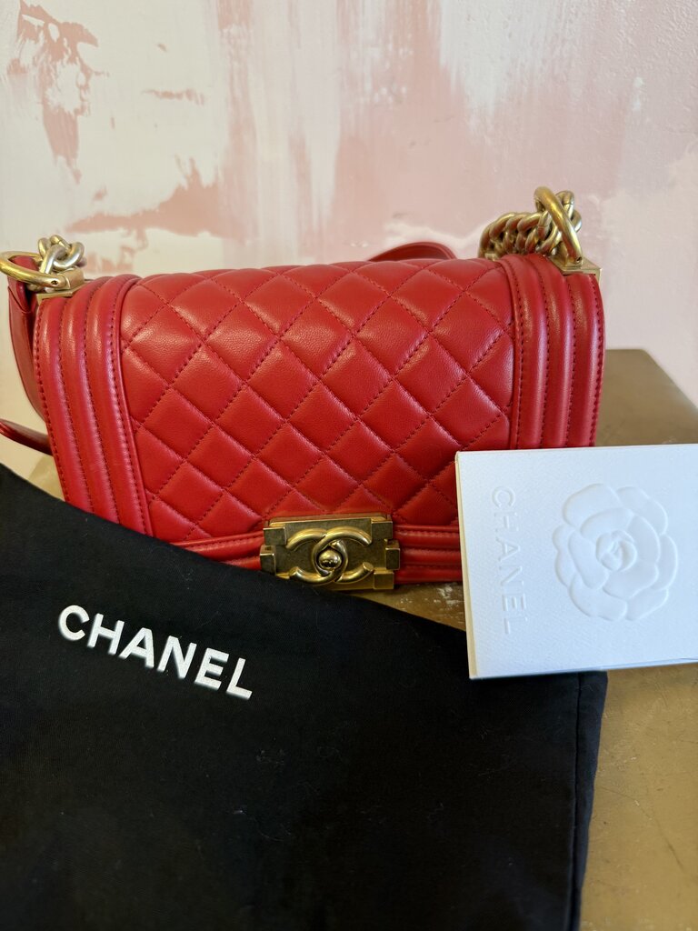 Chanel Lambskin Small Quilted Boy Bag W/ Dust Bag and Box (Originally $6900)