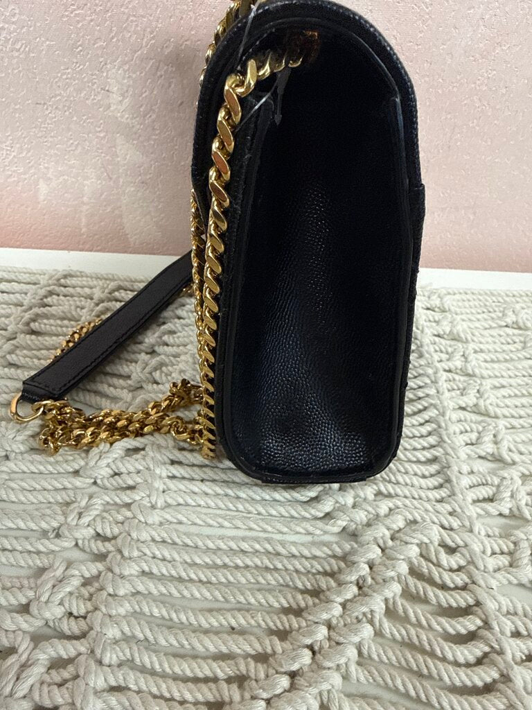 YSL Black Envelope Small Quilted Grain de Poudre Crossbody w/Box