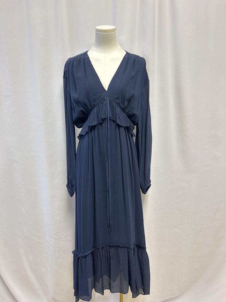 The Kooples Blue Ruffle Front Dress NWT