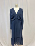 The Kooples Blue Ruffle Front Dress NWT