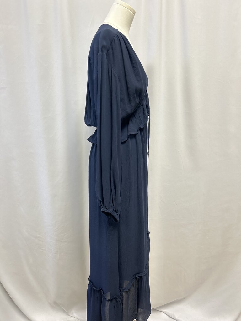 The Kooples Blue Ruffle Front Dress NWT