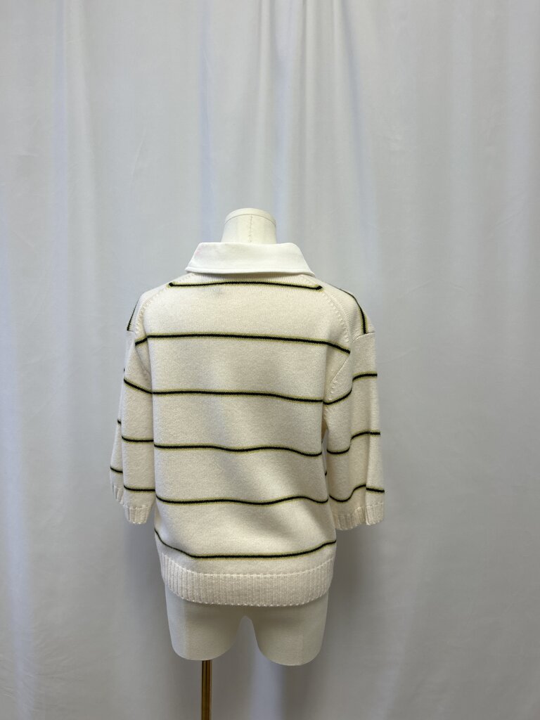 Dorothee Schumacher Ivory Striped Polo Sweater