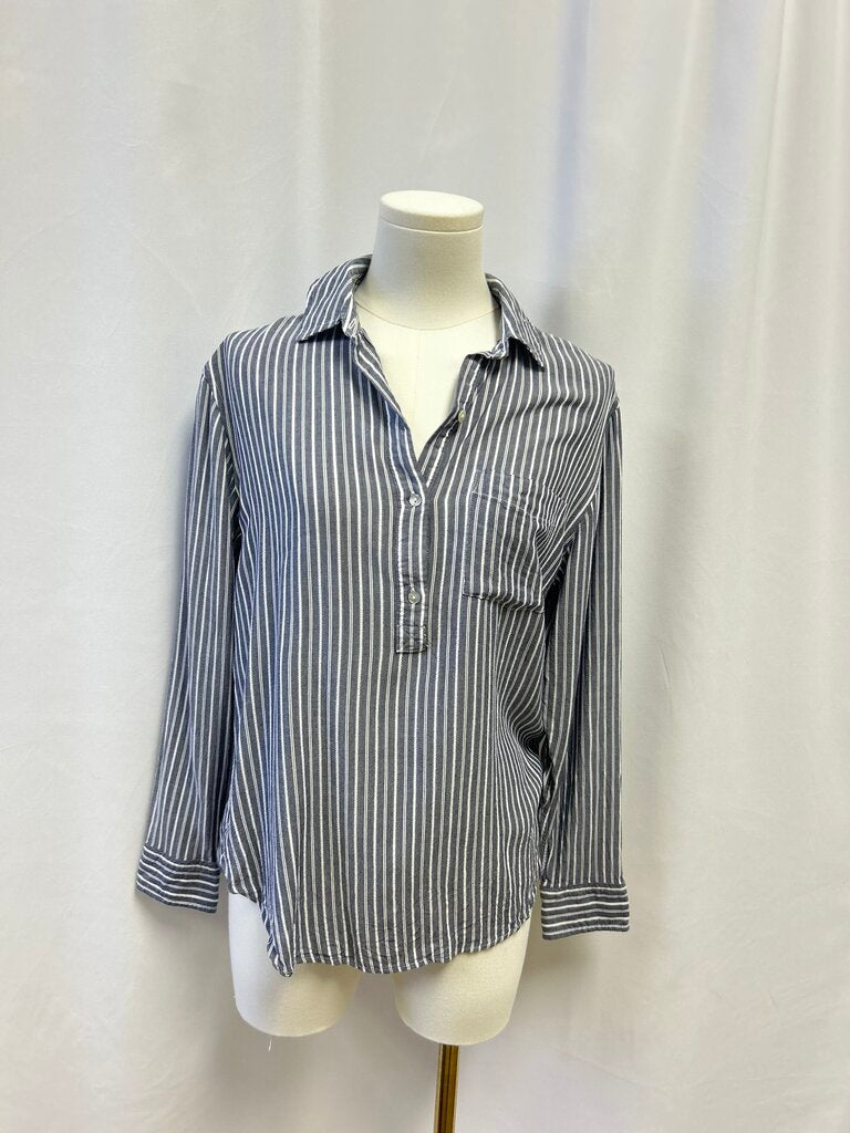 Rails Grey Striped Blutton Up