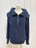 Varley Navy Ribbed Half Zip