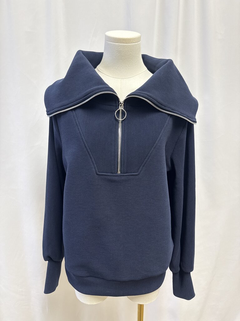 Varley Navy Ribbed Half Zip
