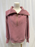 Varley Mauve Ribbed Half Zip