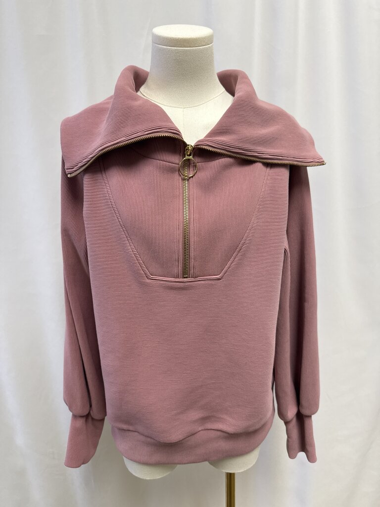Varley Mauve Ribbed Half Zip