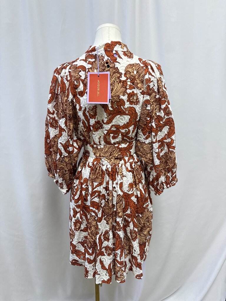 Double J Brown Floral Eyelet Belted Dress