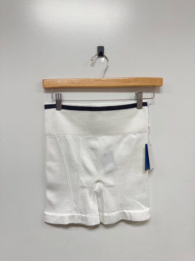 Alala White Ribbed Biker Short NWT