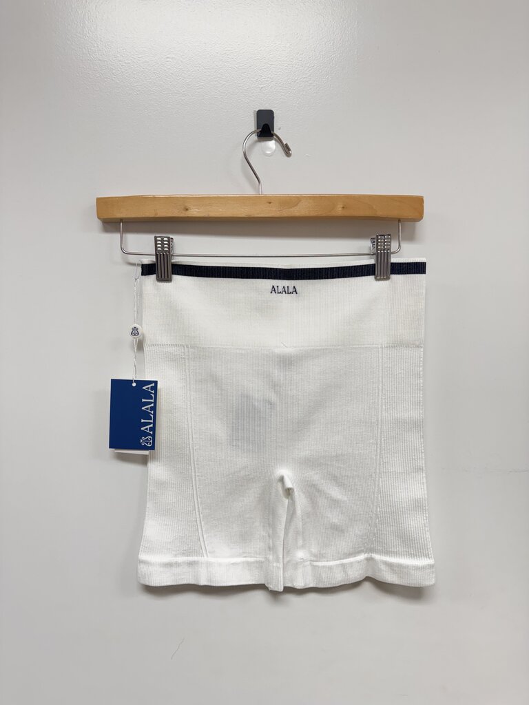 Alala White Ribbed Biker Short NWT