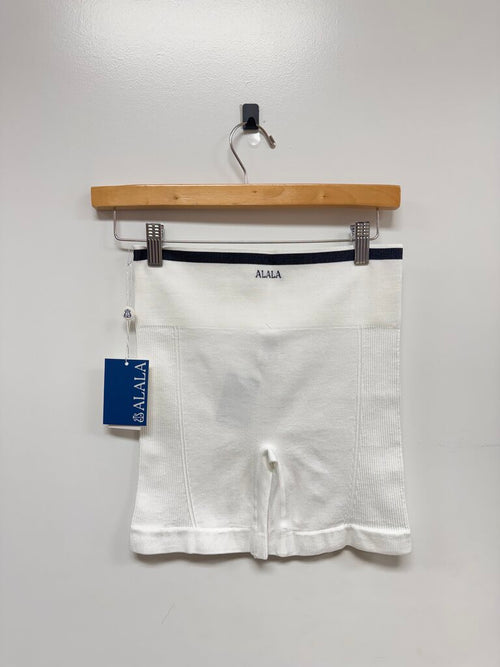 Alala White Ribbed Biker Short NWT