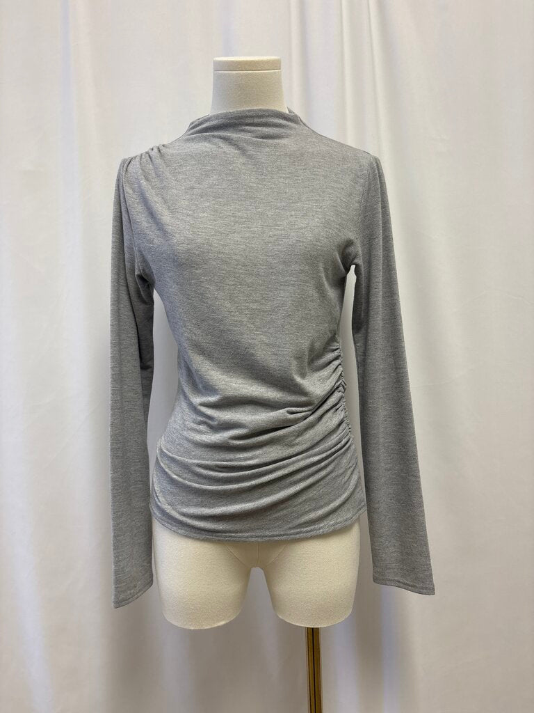 Rails Grey Mock Neck Ruched Top