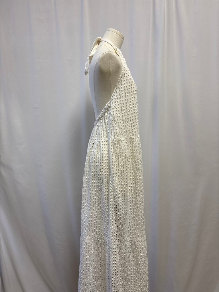 Solid & Striped White Eyelet Halter Cover Up