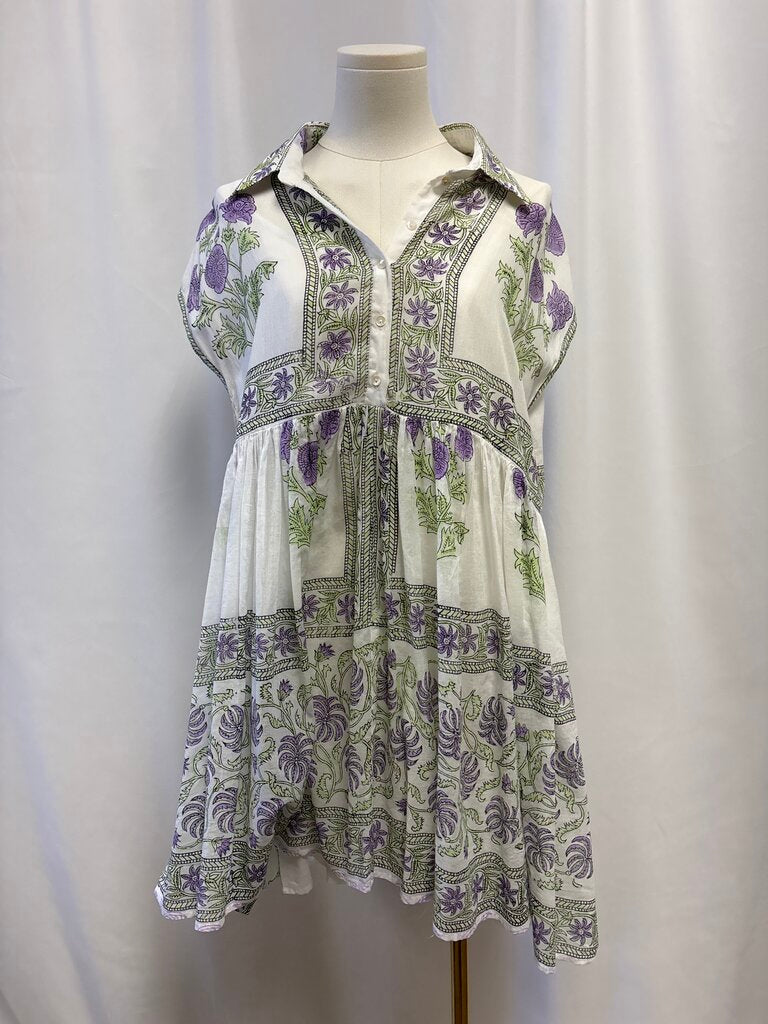 Juliet Dunn Purple Floral Mini Dress