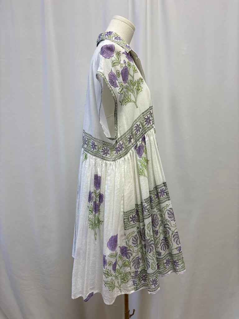 Juliet Dunn Purple Floral Mini Dress