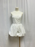 Amanda Uprichard White Smocked Bubble Mini Dress
