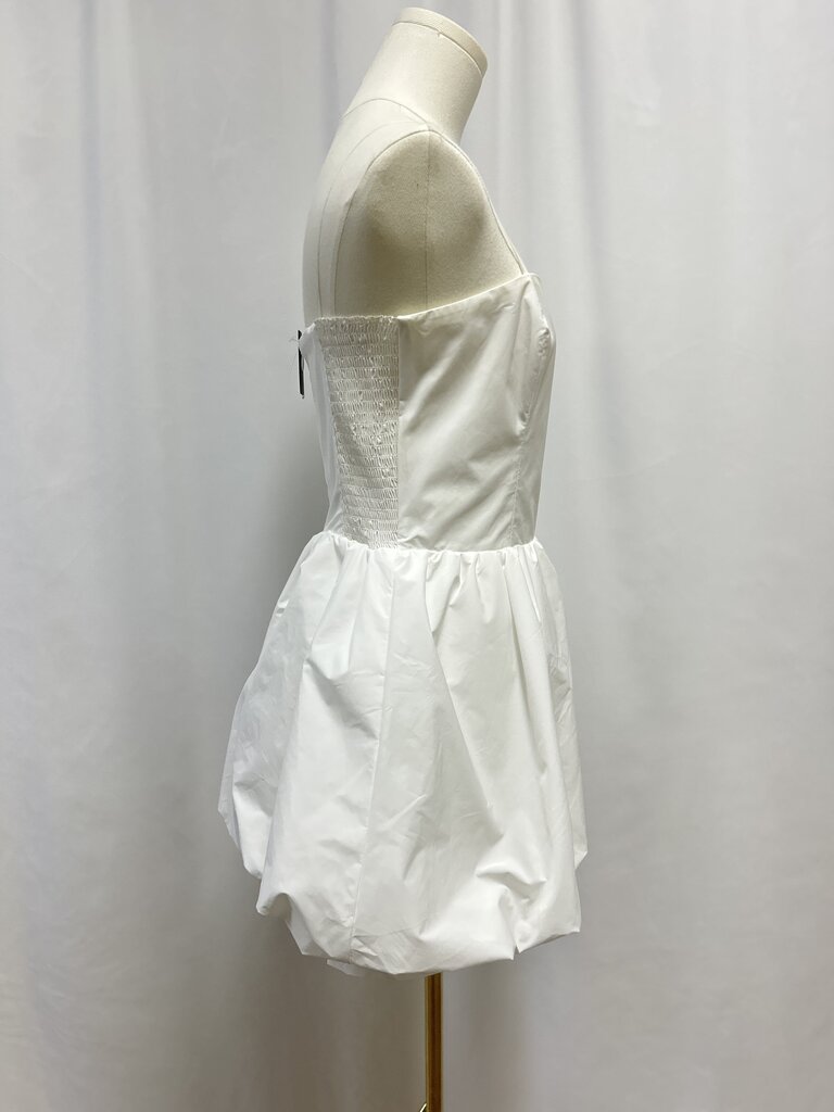Amanda Uprichard White Smocked Bubble Mini Dress