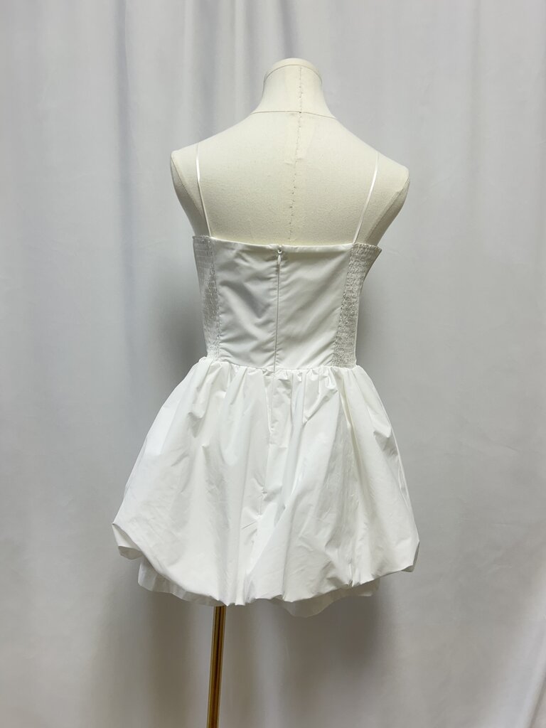 Amanda Uprichard White Smocked Bubble Mini Dress