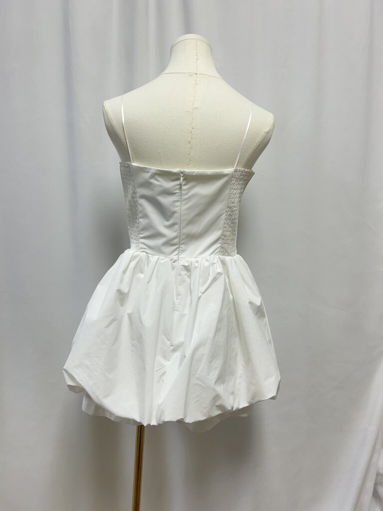 Amanda Uprichard White Smocked Bubble Mini Dress