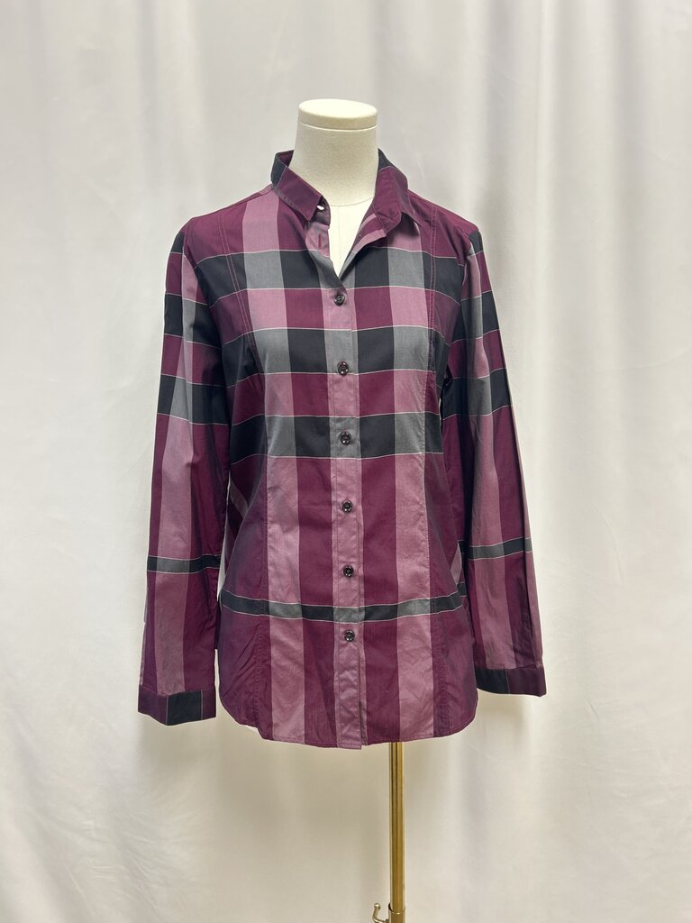 Burberry Marooon Plaid Button Up