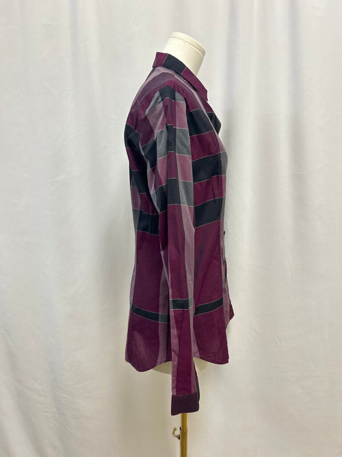 Burberry Marooon Plaid Button Up