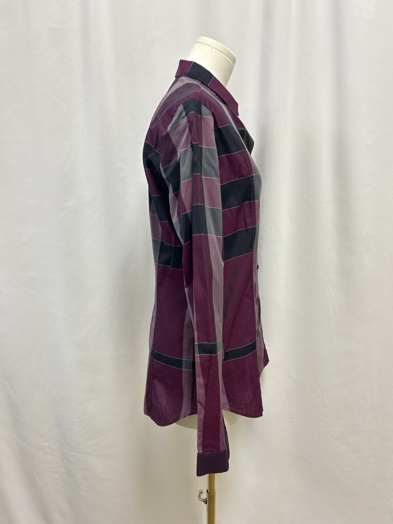 Burberry Marooon Plaid Button Up