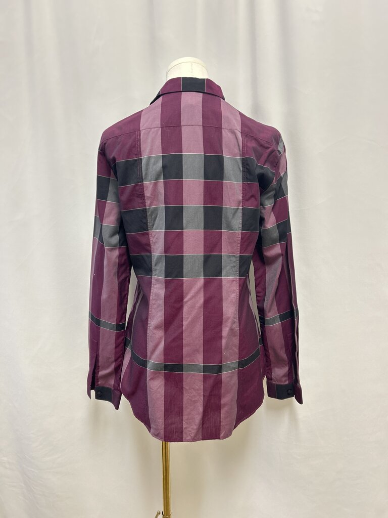 Burberry Marooon Plaid Button Up
