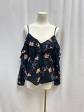 Paige Black Floral Ruffle Tank