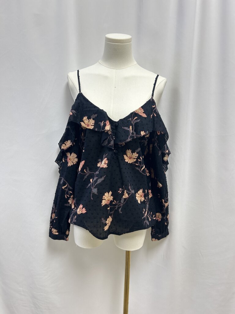 Paige Black Floral Ruffle Tank