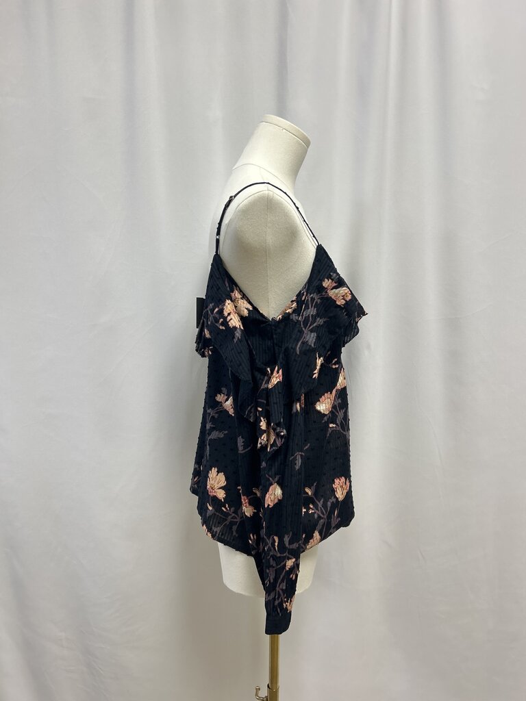 Paige Black Floral Ruffle Tank