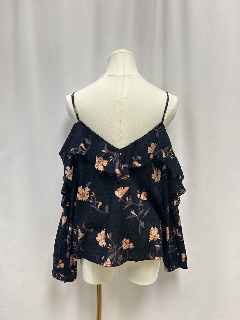 Paige Black Floral Ruffle Tank