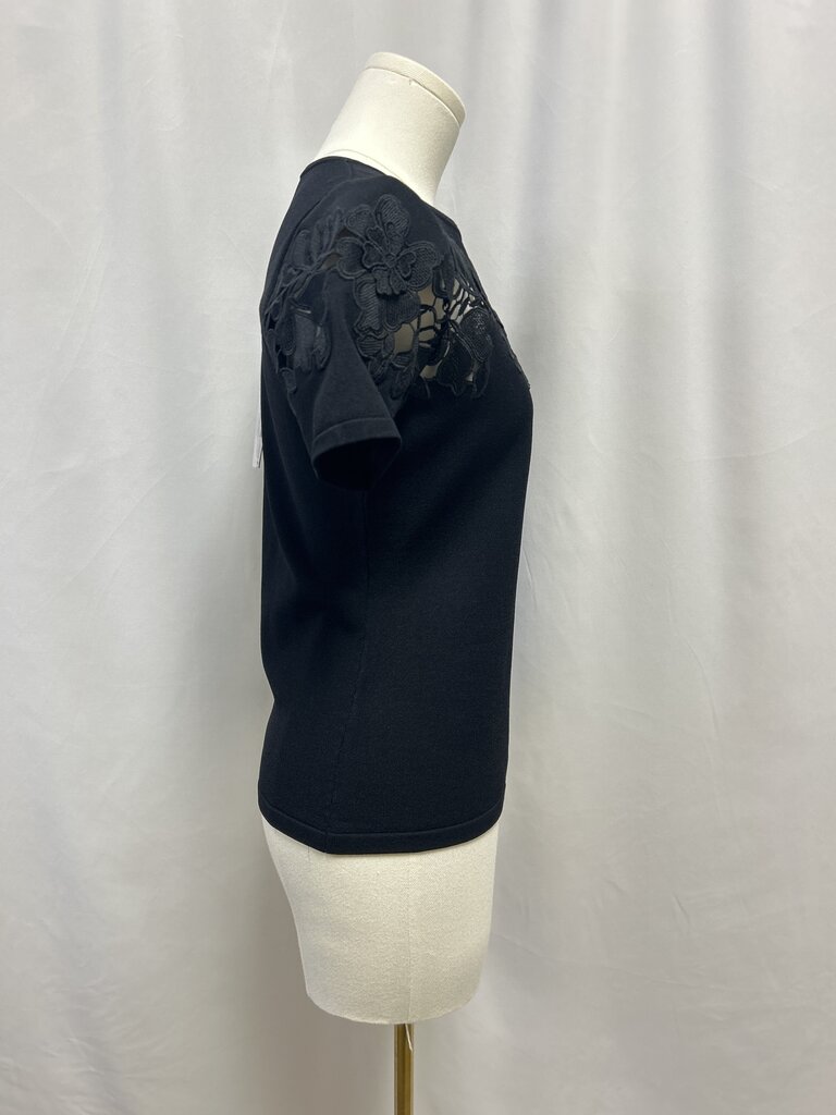 Elie Tahari Black Lace Detail Tee NWT