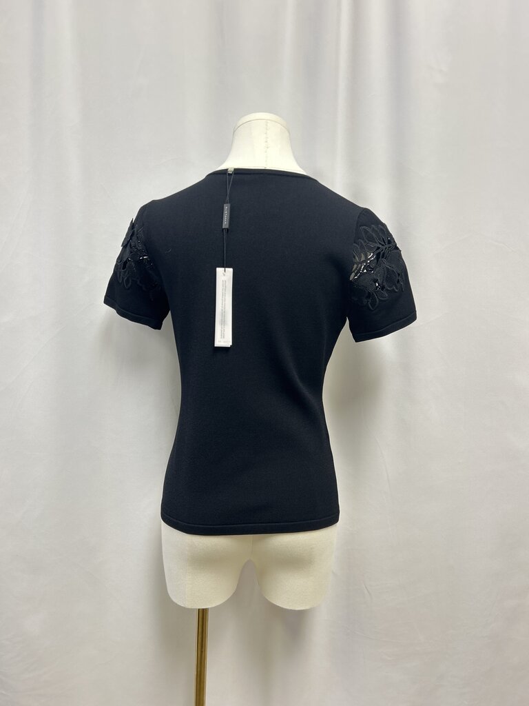 Elie Tahari Black Lace Detail Tee NWT