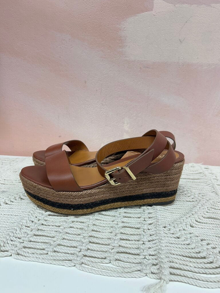 Fendi Brown Leather Espadrille Sandal