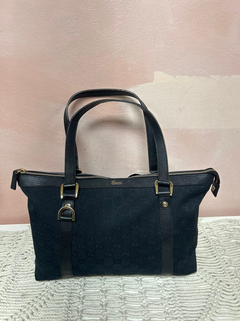 Gucci Black Canvas Tote w/Dustbag