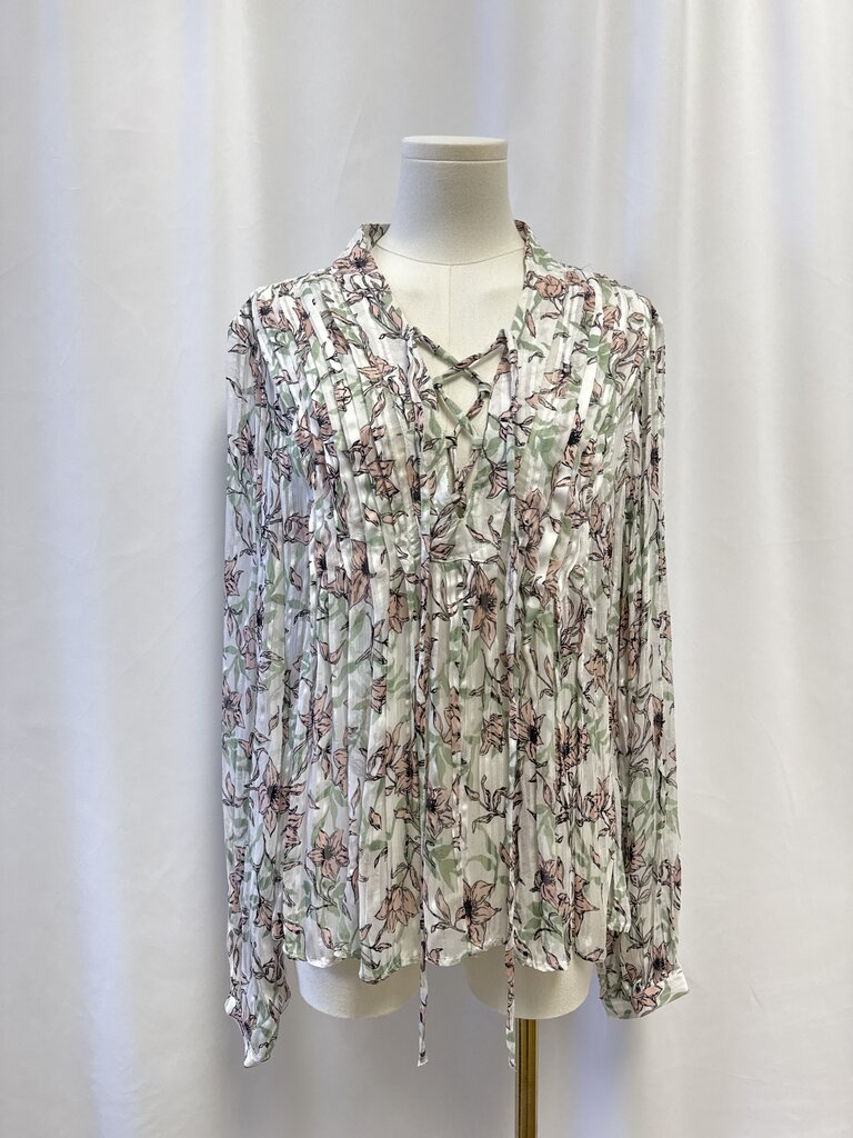 rag & bone White Floral Pin Tuck Blouse NWT