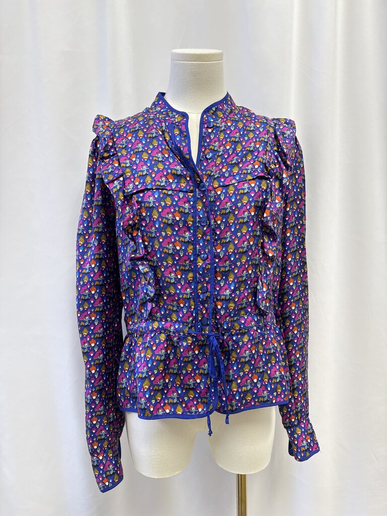 See by Chloe Blue Printed Silk Top